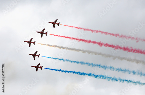 Red arrows aerial display (aerobatics) team, Silverstone, England, United Kingdom