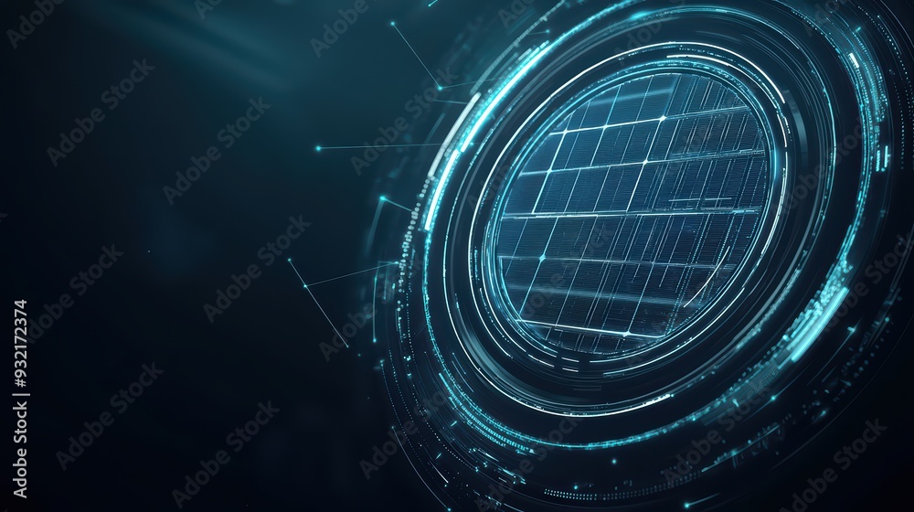 Futuristic digital solar panel technology with glowing circuitry, showcasing innovation in renewable energy solutions. Futuristic digital solar panel technology with glowing circuitry, showcasing innovation in renewable energy solutions.
