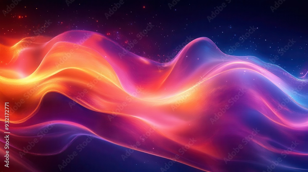 Fototapeta premium fluid abstract composition of vibrant neon colors swirling shapes and dynamic brushstrokes create sense of movement digital painting style with glowing edges and translucent layers