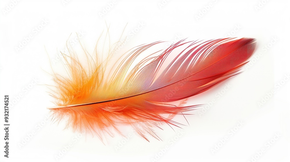 Multi-colored phoenix feather on a white background, isola Multi-colored phoenix feather on a white background, isola
