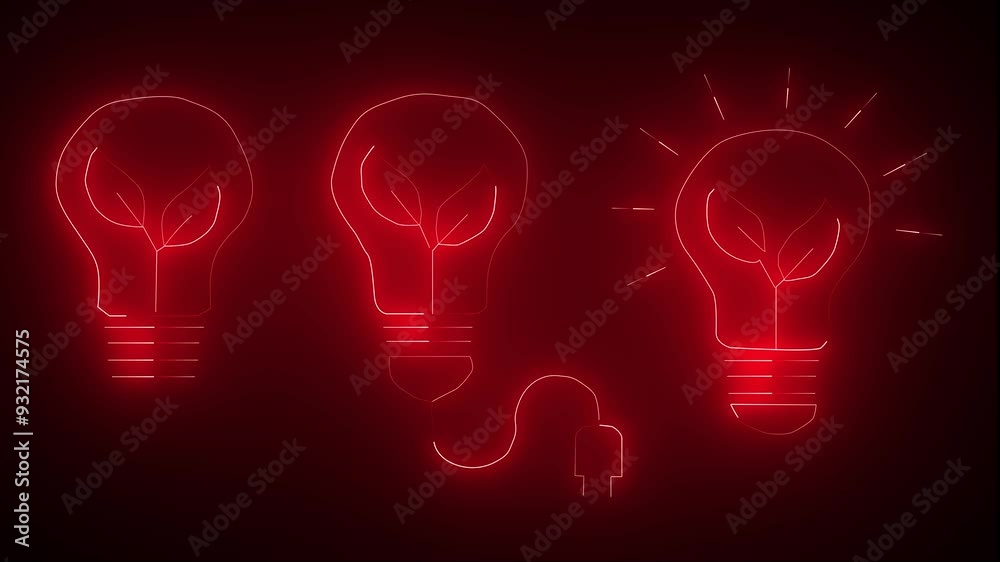 animated light bulb logo with glowing neon lines.three bulb icon. animated light bulb logo with glowing neon lines.three bulb icon.