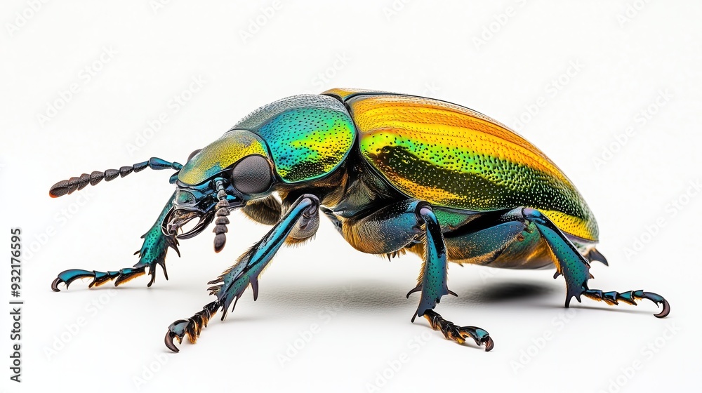 Naklejka premium Beautiful bright beetle on a white background, isolated