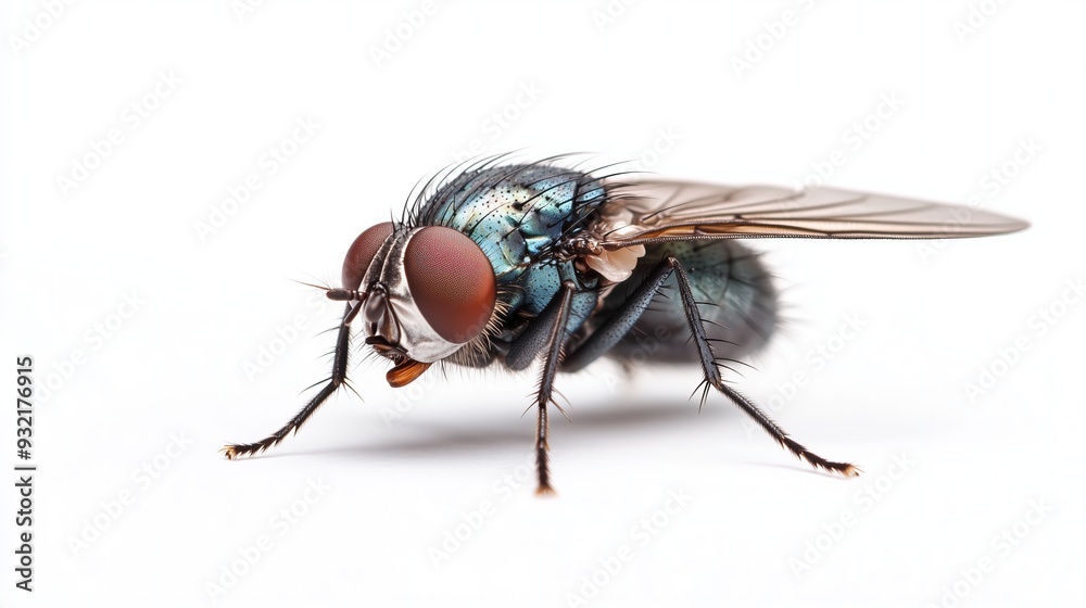 Live fly on a white background, isolated Live fly on a white background, isolated