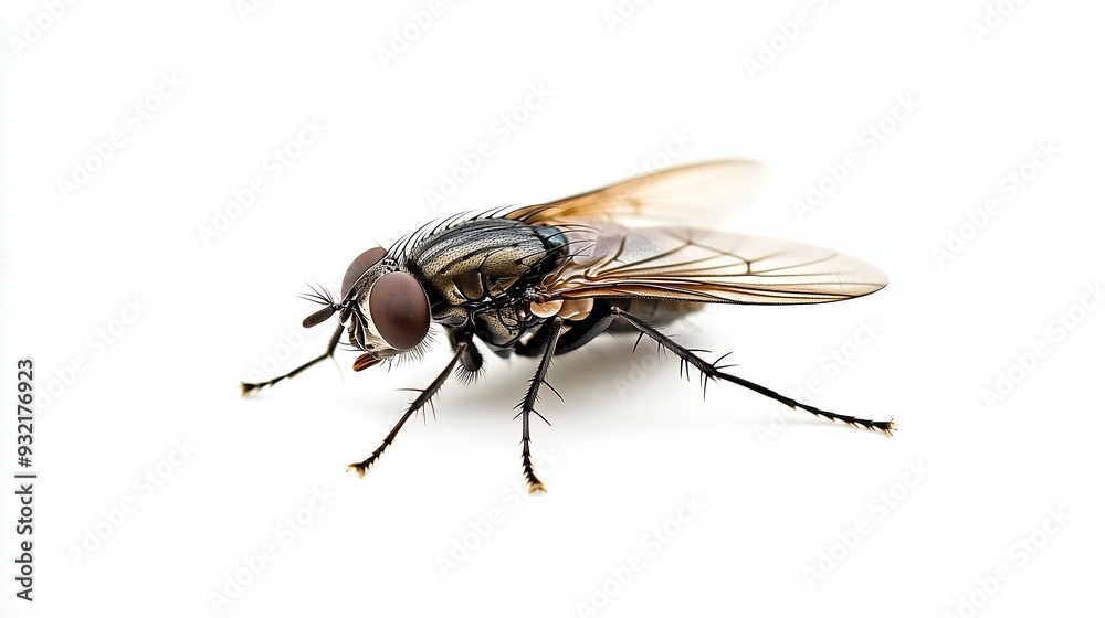 Live fly on a white background, isolated Live fly on a white background, isolated
