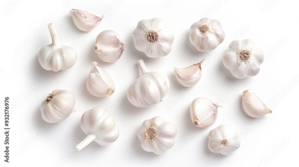 Fresh dried garlic on a white background, isolated Fresh dried garlic on a white background, isolated