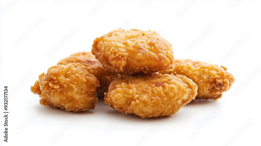 Juicy appetizing nuggets on a white background, isolated Juicy appetizing nuggets on a white background, isolated