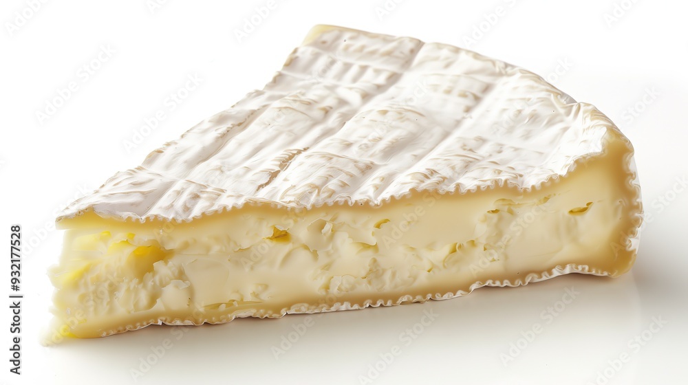 Large piece of Brie cheese on a white background, isolate Large piece of Brie cheese on a white background, isolate