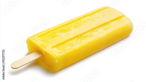 Lemon ice cream on a stick on a white background, isolated