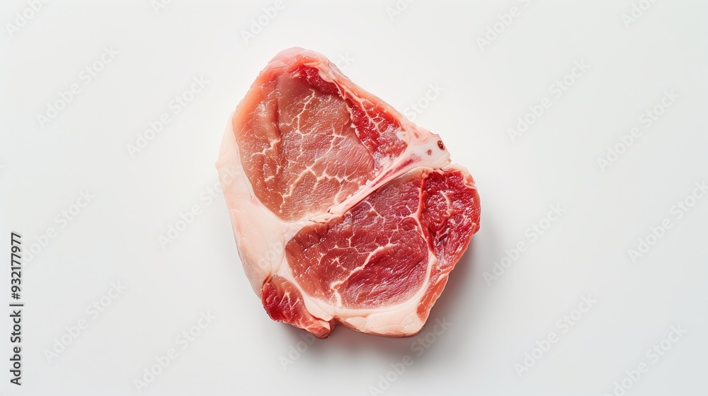 Fresh raw pork steak on a white background, isola Fresh raw pork steak on a white background, isola
