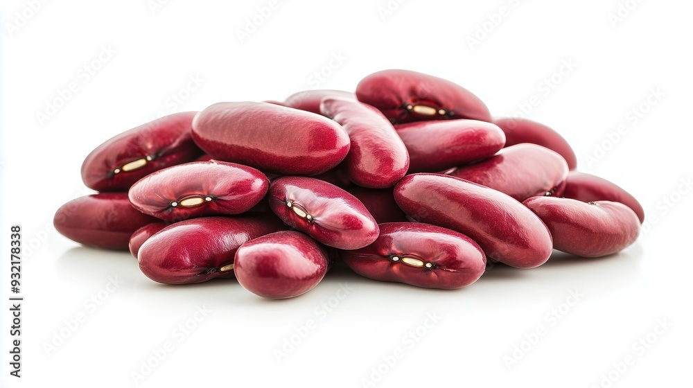 Red dried beans on a white background, isolated