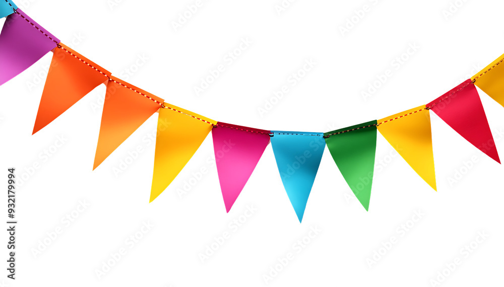 Colorful party bunting flags strung together Colorful party bunting flags strung together