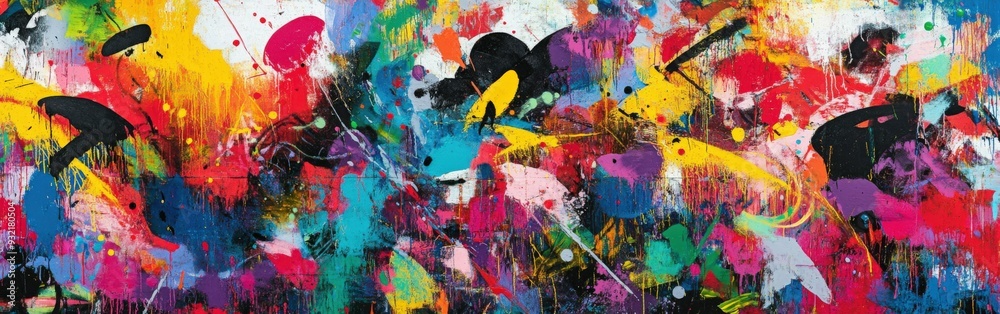 Vibrant abstract painting with bold colors and dynamic strokes Vibrant abstract painting with bold colors and dynamic strokes