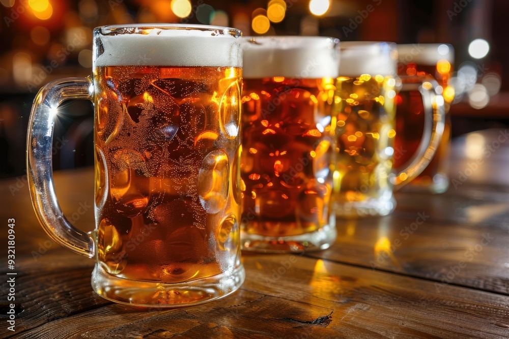 Revelers toast with frothy beer mugs while savoring delicious pretzels in a vibrant festival atmosphere. Revelers toast with frothy beer mugs while savoring delicious pretzels in a vibrant festival atmosphere.