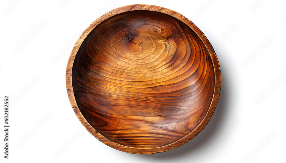 Empty wooden bowl isolated on white background with clipping path. Top view Empty wooden bowl isolated on white background with clipping path. Top view