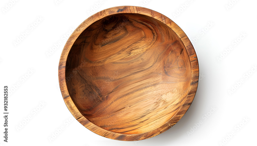 Empty wooden bowl isolated on white background with clipping path. Top view Empty wooden bowl isolated on white background with clipping path. Top view