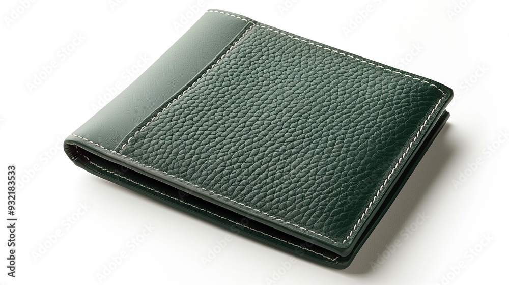 Dark green leather wallet on a white background Dark green leather wallet on a white background