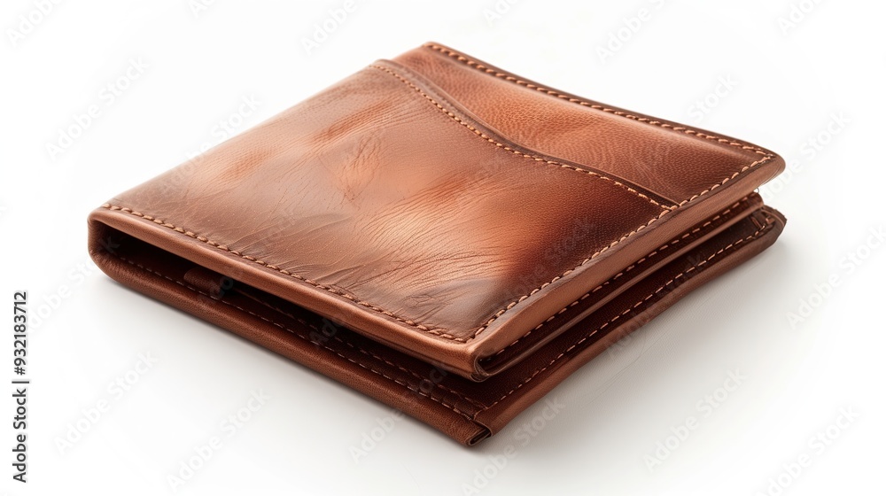 Dark brown leather wallet on a white background Dark brown leather wallet on a white background