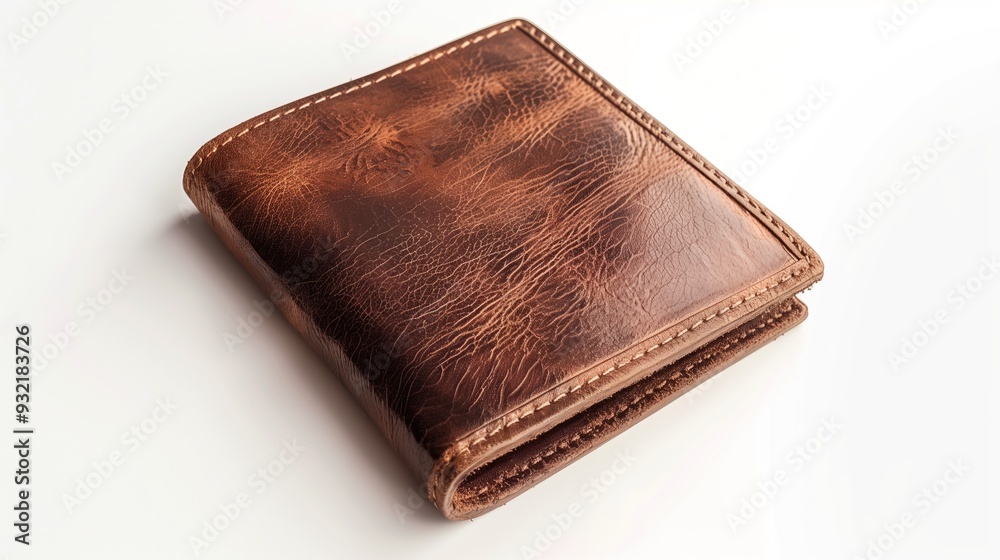 Dark brown leather wallet on a white background Dark brown leather wallet on a white background