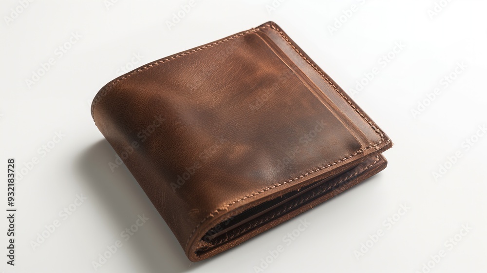 Dark brown leather wallet on a white background Dark brown leather wallet on a white background