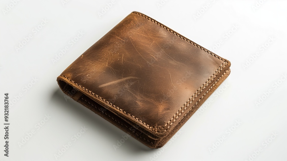 Dark brown leather wallet on a white background Dark brown leather wallet on a white background