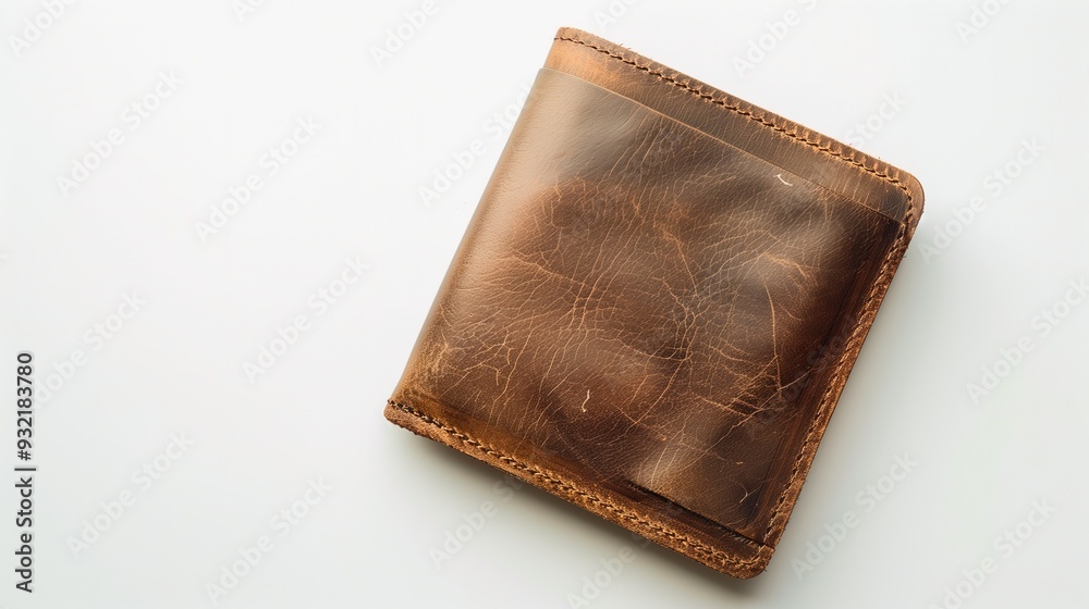 Dark brown leather wallet on a white background Dark brown leather wallet on a white background