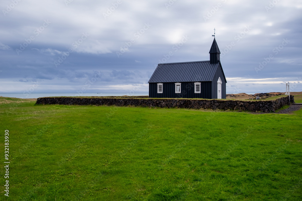 Grey sky over Budakirkja (Black Church), Budir, Snaefellsnes Peninsula, Iceland Grey sky over Budakirkja (Black Church), Budir, Snaefellsnes Peninsula, Iceland