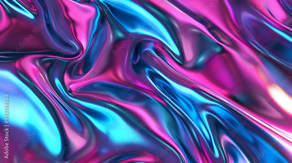 Fototapeta premium Abstract Liquid Background with Pink and Blue Swirls Iridescent Shimmer and Glossy Finish