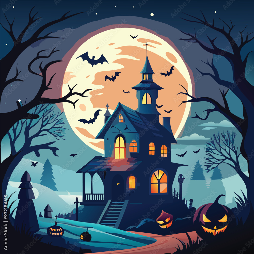 Halloween background with castle and pumpkin Halloween background with castle and pumpkin