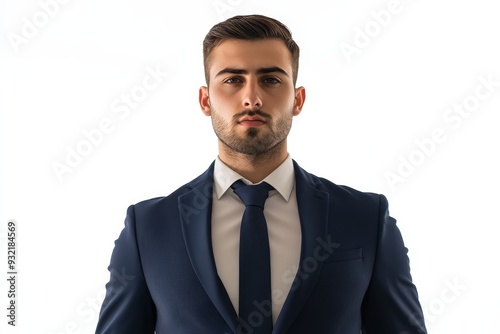 Confident Businessman in Blue Suit, Ready for Success - A young man in a blue suit, confident and ready for success. The image symbolizes professionalism, ambition, and leadership.