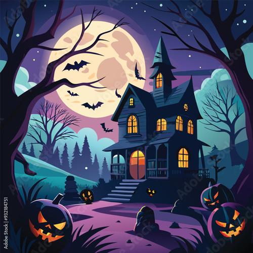halloween background with house