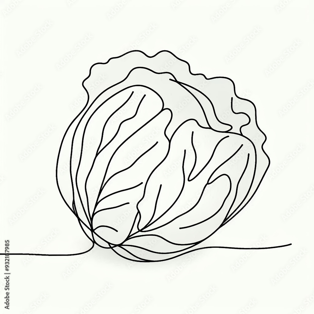 Fototapeta premium black silhouette cabbage flat 