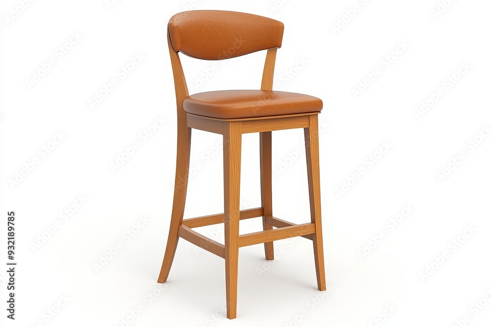 Modern Bar Stool with Leather Seat and Wood Frame - This modern bar stool features a comfortable leather seat and a stylish wood frame. The stool is perfect for adding a touch of elegance to any kitch Modern Bar Stool with Leather Seat and Wood Frame - This modern bar stool features a comfortable leather seat and a stylish wood frame. The stool is perfect for adding a touch of elegance to any kitch