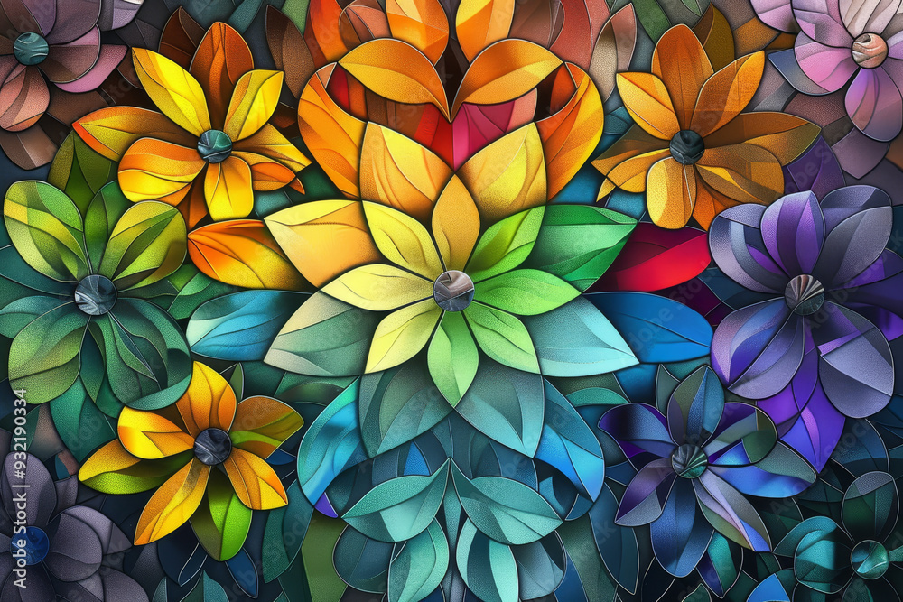 A colorful flower arrangement with a rainbow of colors A colorful flower arrangement with a rainbow of colors