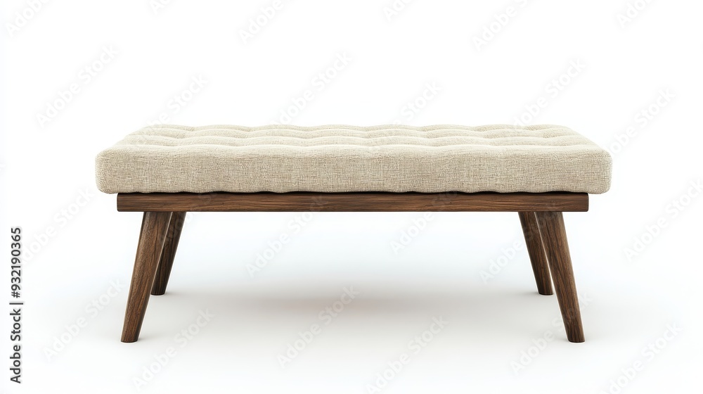 Modern Upholstered Bench with Wooden Legs - A comfortable and stylish upholstered bench with wooden legs, perfect for adding extra seating to your living room, bedroom, or entryway. It features a tuft Modern Upholstered Bench with Wooden Legs - A comfortable and stylish upholstered bench with wooden legs, perfect for adding extra seating to your living room, bedroom, or entryway. It features a tuft
