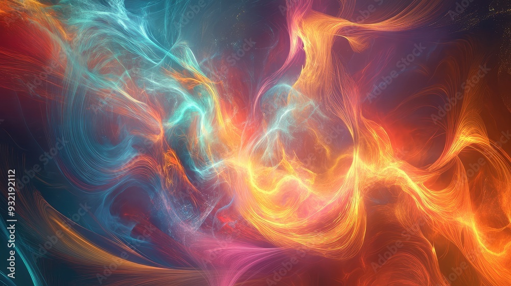 Abstract visual of spectral imprints with swirling colors and dynamic light effects, suggesting movement and energy. Abstract visual of spectral imprints with swirling colors and dynamic light effects, suggesting movement and energy.