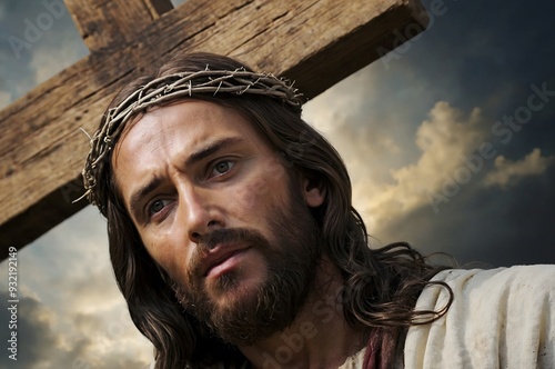 Jesus Christ portrait. A biblical story with a preacher.