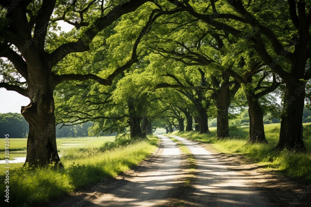 Amazing country road with trees lining it during image Amazing country road with trees lining it during image