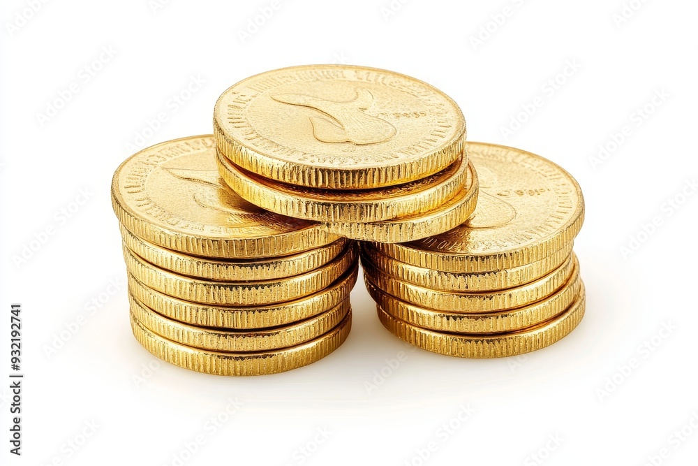 Stack of Golden Coins Isolated on White Background - A stack of golden coins isolated on a white background symbolizes wealth, prosperity, success, financial security, and investment. Stack of Golden Coins Isolated on White Background - A stack of golden coins isolated on a white background symbolizes wealth, prosperity, success, financial security, and investment.