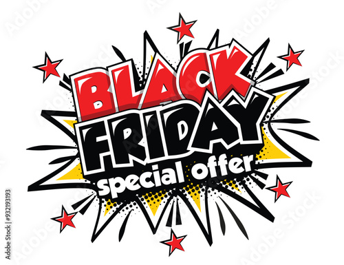Black Friday special offer lettering. For Black Friday promotion in posters, flyers, banners, advertisements in comic style. Vector on transparent background
