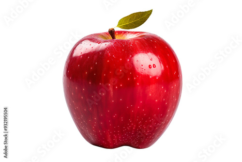 A juicy red apple isolated on clear white and transparent background