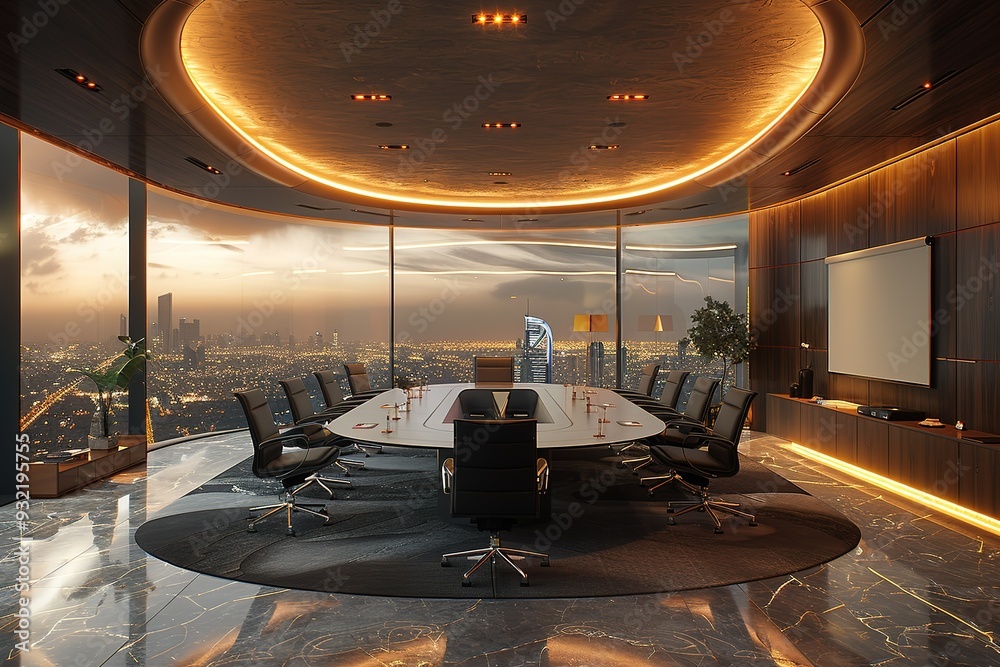 A large conference room with a long table and many chairs A large conference room with a long table and many chairs