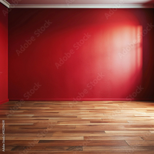 empty room with red curtains and spotlights