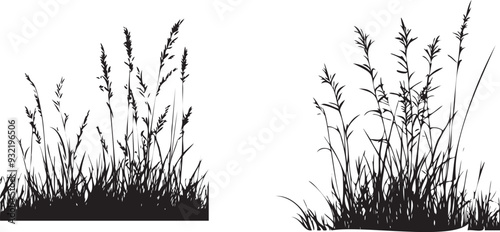 Grass silhouette vector icons