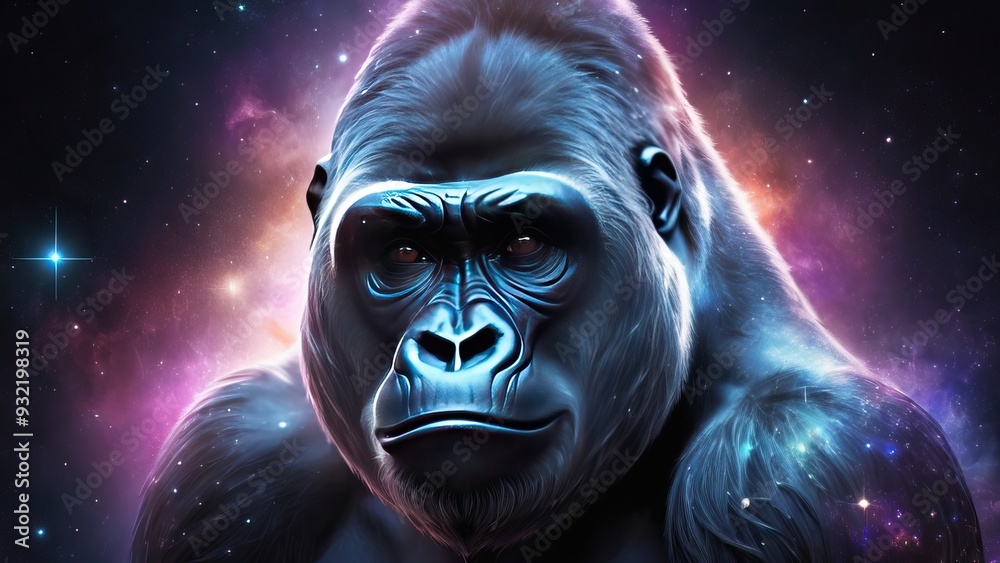 Abstraktes Galaxie Gorilla Gemälde Im Weltraum Abstraktes Galaxie Gorilla Gemälde Im Weltraum