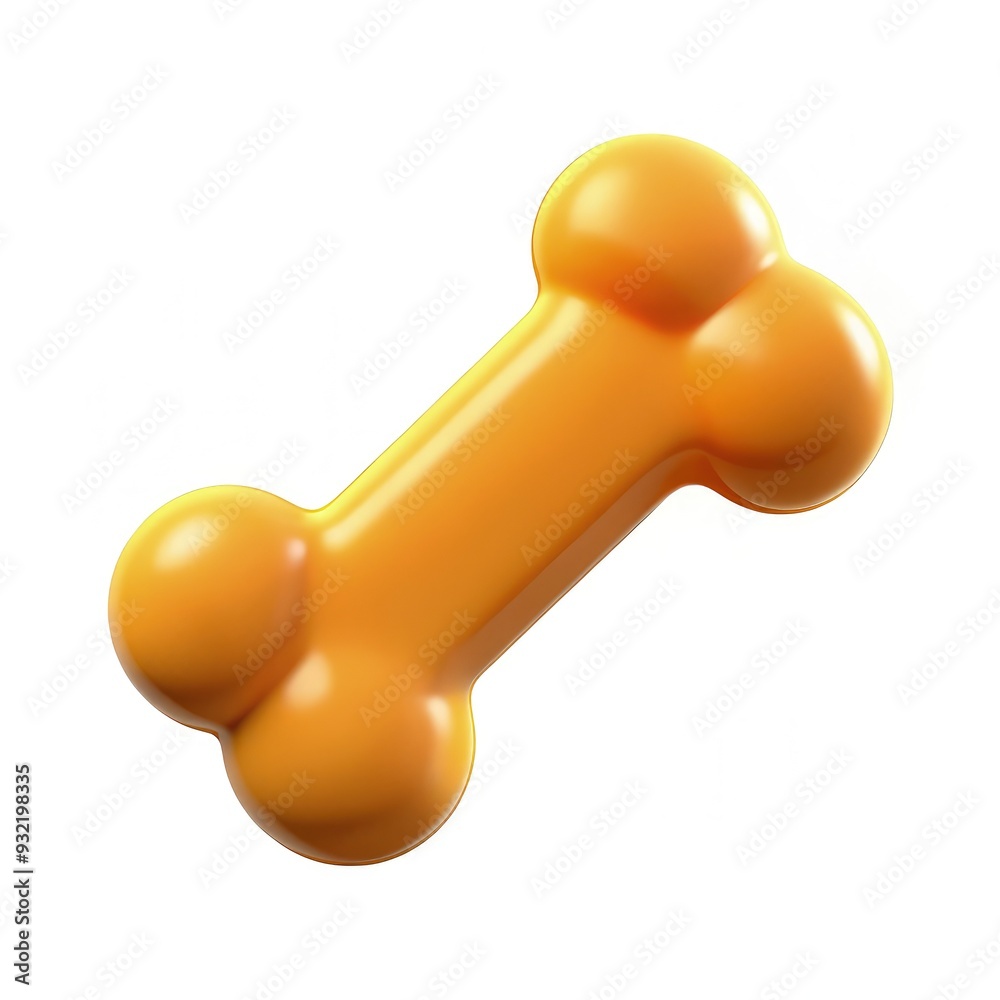 Bright yellow rubber dog bone toy on white background ready for playtime. Generative AI Bright yellow rubber dog bone toy on white background ready for playtime. Generative AI