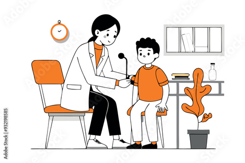 Pediatrician doctor examining a child. Idea of health and medical treatment for kids