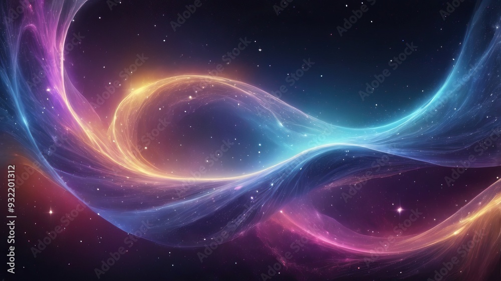 Obraz premium Abstrakte Blau Pinke Galaxie Wellen Im Universum Mit Sterne