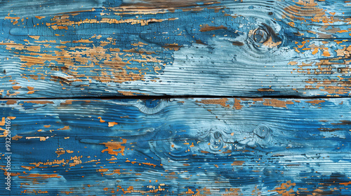 A textured blue and gold painted wooden surface photo