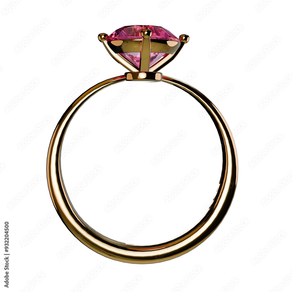 Gold ring with red stone without background 3D render Gold ring with red stone without background 3D render