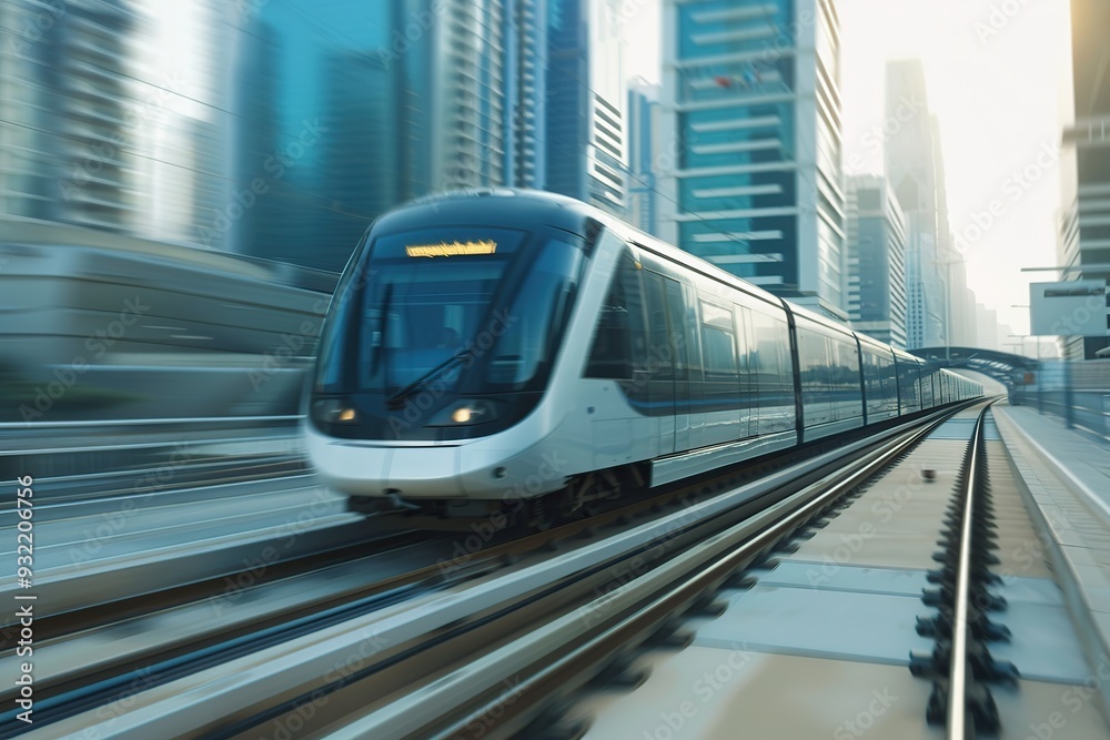 Naklejka premium Modern high speed monorail train